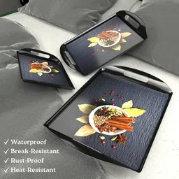 castleite Aroma Spicy Destin Melamin Serving Medley with Handles for Home or Cafe, Tray image 4