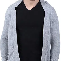 Men Hooded Shrug Full Sleeve Grey Shrug-image-43