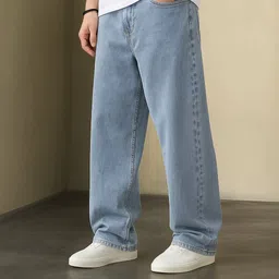 zaysh Men Loose Fit Mid Rise Light Blue Jeans-picture-17