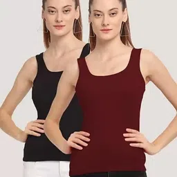 clumskki Women Black, Maroon Tank Top/Vest-picture-12