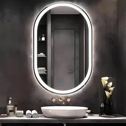 sanif Capsule LED Mirror For Bathroom||Size 18x24||Decorative Mirror with Lights Bathroom Mirror-picture-21