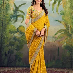 tth Embroidered Bandhani Georgette Saree image 5