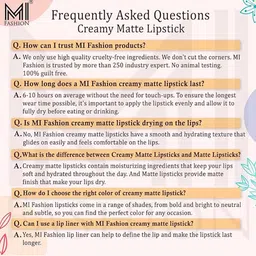 MI FASHION Set of 5 Long Lasting & Creme Matte Lipstick - 3.5 g Each image 4