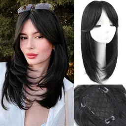 getvock 3 Clip Topper for Women Black Wig Real Pieces with Thinning Hair Extension-picture-13