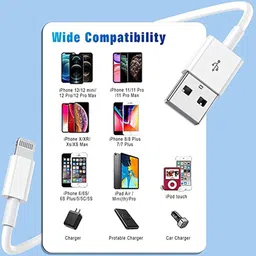 MAK Lightning Cable 2 A 1 m USB to Lightning Cable For Rapid Charging in iOS Devices image 4