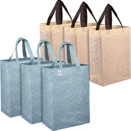 heart home Non-Woven Reusable Eye-Print Shopping Handbag|Pack of 6|Multicolor Pack of 6 Grocery Bags-picture-15