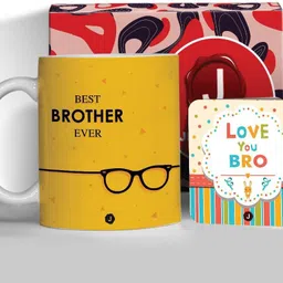 jhingalala Best Brother Ever Printed with Greeting Card Birthday Gifts for Brother, Rakhi Gift for Brother (2343) Ceramic Coffee Mug-picture-22