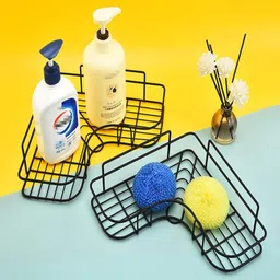 kwt Black Metal Corner Shelf Organizer Steel Wall Shelf image 4