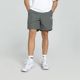 Solid Men Grey Basic Shorts-image-1