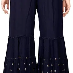 dharmhouse Women Relaxed Dark Blue Viscose Rayon Trousers image 2