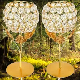 veloura Valentine's Day Gifts Gold Plated Crystal Gift items for wedding Iron Candle Holder Set-picture-30