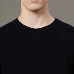 red tape Men Solid Round Neck Black Sweater image 4
