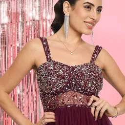 martini Women Gown Maroon Maxi/Full Length Dress image 4