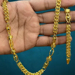 rkb sales 1gm gold plated High Quality Indian Polished chain “20” Inch for men Gold-plated Plated Alloy Chain-picture-20