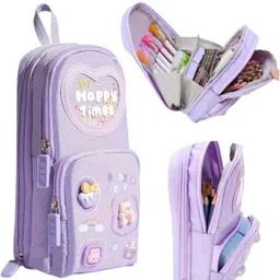 akvanar Pencil pouch 3 Layer Soft Compartment Large Capacity Pen Pencil Pouch Stationery 1 Art Canvas Pencil Box-picture-22