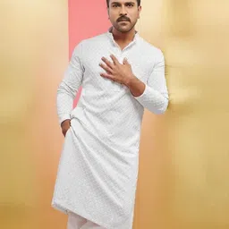 svatantra Men Embroidered Cotton Blend A-line Kurta image 1