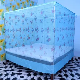 simran Mosquito Net for double Bed Machardani PGON Polycotton Net (Size 6x7-feet) HDPE - High Density Poly Ethylene Washable Adults Mosquito Net-picture-10