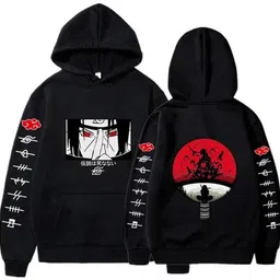 tenebrose Naruto Anime Hoodie for Men | Unisex Cotton Naruto Hoodie with Fleece Lining | Anime Hoodie Ideal for Akatsuki Hoodie Lovers |Black image 1