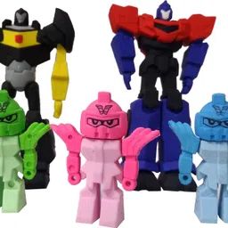 technochitra Premium Quality Robot Shape Eraser Set (Set of 5) Non-Toxic Eraser-picture-20
