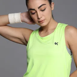 hrx by hrithik roshan Women Solid Round Neck Polyester Light Green T-Shirt image 3