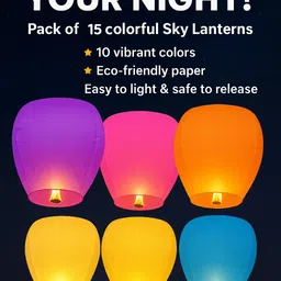 shree shyam enterprises Pack of 15 Multicolor Paper Sky Lantern image 2