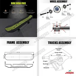 jaspo Experts Dual Combo 27"x7" Anti Skid Skateboard with Grip Tape, Carry Bag and Helmet Skating Kit image 4