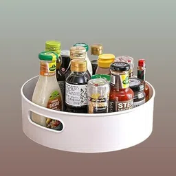 nvyaex Plastic complete rotation Revolving Holder Shelf – Apartment & Cooking Area Storage Basket-picture-12