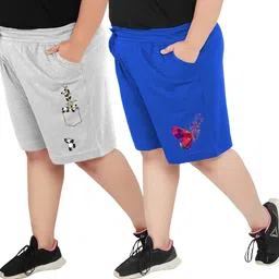 Pack of 2 Graphic Print Women Blue, Grey Casual Shorts-image-57