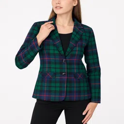bluewears Women Checkered, Printed Single Breasted Casual, Formal, Party, Festive & Wedding Blazer-picture-13