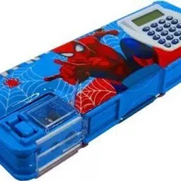 Avengers, Doraemon, Spiderman Multipurpose Printed Pencil Box for Kids Magnetic Pencil/Geomatry Box with Calculator and Dual Sharpener Art Plastic Pencil Box-image-2
