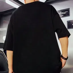 cool plus Men Printed Round Neck Cotton Blend Black T-Shirt image 2