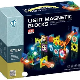 hogsy Toys Light Magnetic Tiles 49 Pcs Building Blocks 3D STEM Educational Marble Toy-picture-30