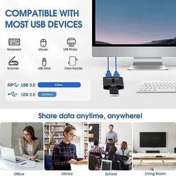 RuhZa USB Switch,KVM Switch, Bi-Directional USB Switcher, 2 Port USB Sharing Switch for 2 Computers Share Keyboard Mouse Scanner Printer (2 in 1 Out / 1 in 2 Out) USB Hub image 5