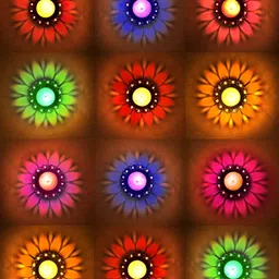 hrunique Diya Colourful 3D Reflection Diya Oil Lamp for Diwali Decoration Items for Home Plastic (Pack of 12) Table Diya Set-picture-11
