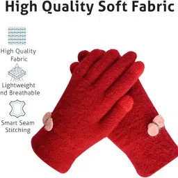 desoria Solid, Self Design Winter Women Gloves image 2