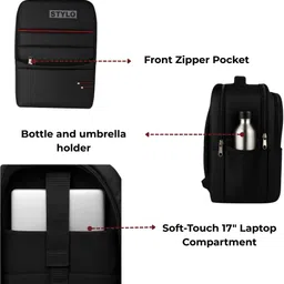stylo bags Medium 26 L Laptop Backpack 26 L Laptop Backpack (Black) | Office & Travel Use, Multi-Utility image 5