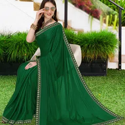 anugrah textile Solid/Plain Banarasi Lycra Blend, Chiffon Saree image 5