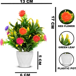 risempire Artificial Plant For Home/Office Table Decoration ( Pack of 2, 6.4inch) Green Wild Flower Artificial Flowerwith Pot image 3