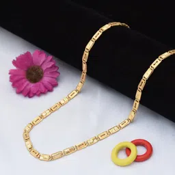 ofbosmi 1 gram High Quality Indian Polished “20” Inches Gold Chain for Men and boy Gold-plated Plated Alloy Chain image 2