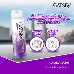 gatsby Japan's No.1 Powder Bodyspray -Aqua Soap | Refreshing and Clean Soap Fragrance | Deodorant Spray - For Men image 3