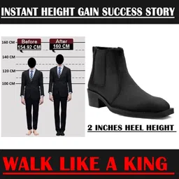 yuvrato baxi Mens 2 Inch Block Heel Height Increasing Black Casual Formal Slipon Chelsea Boot Slip On For Men image 5