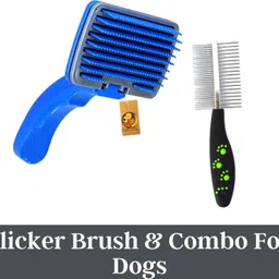 foodie puppies Grooming & Deshedding Combo Pack of Plastic Slicker Brush and Paw Double Side Comb Slicker Brushes for Dog-picture-11