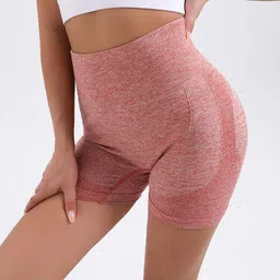 fshway Solid Women Pink Sports Shorts, High Waist Shorts, Cycling Shorts, Gym Shorts, Running Shorts, Boxer Shorts-picture-23