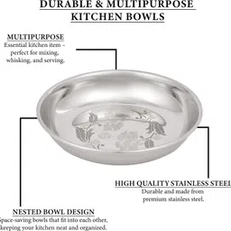 riqtya Stainless Steel Snack Halwa Plates with Mirror Finish 5 IN Dia Half Plate image 3