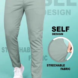 indiclub Men Slim Fit Light Green Linen Blend Trousers-picture-12