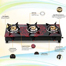 fogger GSFSMA-306-Red Glass Manual Gas Stove image 3