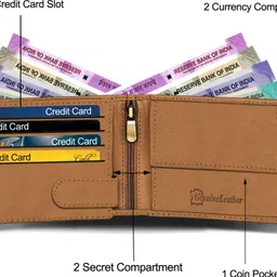 spiffy Men Trendy Tan Genuine Leather RFID Wallet image 3