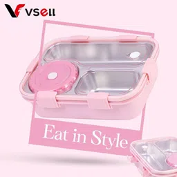 vrjk Compartment -3 Sealed Leak Proof Stainless Steel For Kid's & Adult_K026 3 Containers Lunch Box image 2