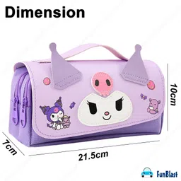 funblast Kuromi Pencil Pouch for Girls | Kawaii Pouch, Multipurpose Zipper Pen & Pencil Pouch for School Kids Art Canvas Pencil Box image 3