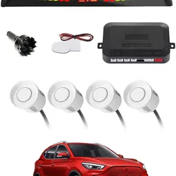 ayw Universal 4 White Reverse Parking Sensor With LED Display For Cars-332 4White Parking Sensor With LED Display Increased Safety For Car-332 Parking Sensor image 1